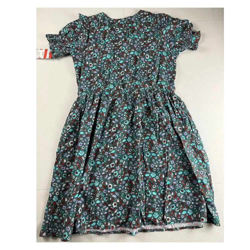 Cat & Jack Girls' Dusty Green Floral Dress - Size XL (14)